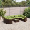 vidaXL 10 Piece Garden Sofa Set with Cushions Brown Poly Rattan