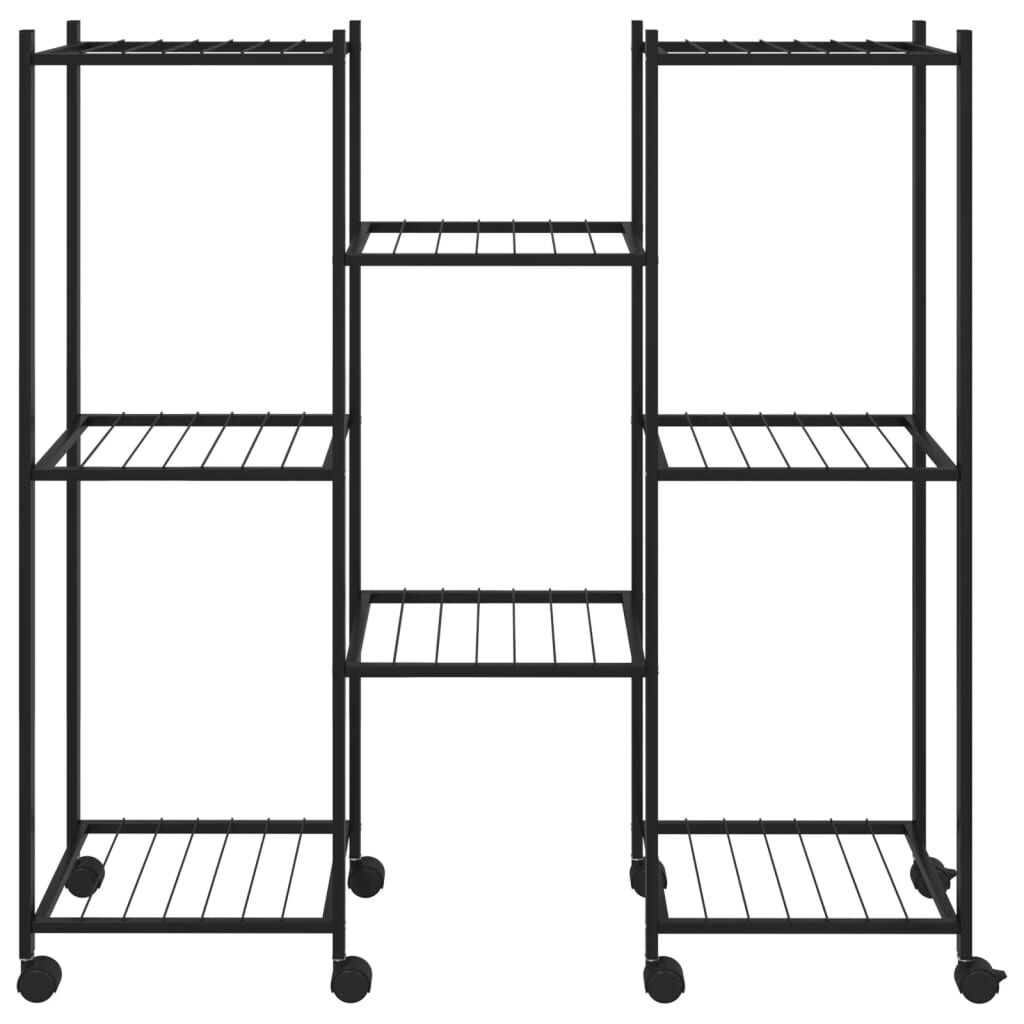 vidaXL Flower Stand with Wheels 83x25x83.5 cm Black Iron