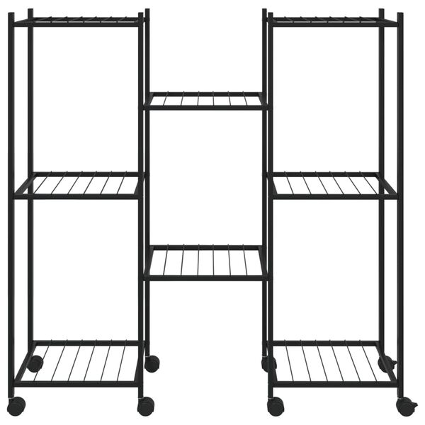 vidaXL Flower Stand with Wheels 83x25x83.5 cm Black Iron