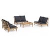 vidaXL 5 Piece Garden Lounge Set with Dark Grey Cushions Bamboo