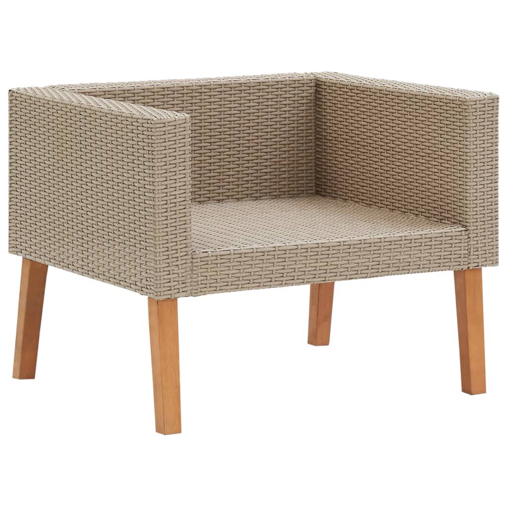 vidaXL 4 Piece Garden Lounge Set with Cushions Poly Rattan Beige