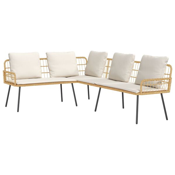 vidaXL 2 Piece Garden Sofa Set with Cushions Natural Poly Rattan