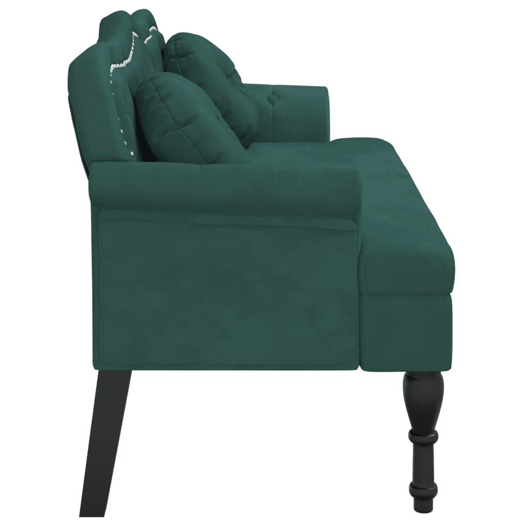 vidaXL Bench with Cushions Dark Green 120.5x65x75 cm Velvet
