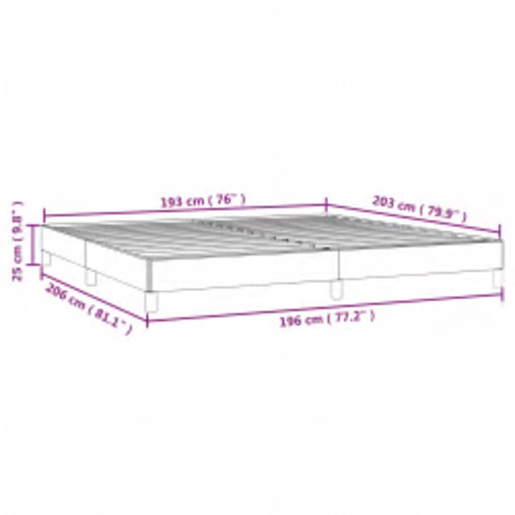 vidaXL Bed Frame without Mattress Dark Grey 193x203 cm King Fabric