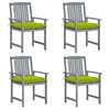 vidaXL Garden Chairs with Cushions 4 pcs Grey Solid Acacia Wood