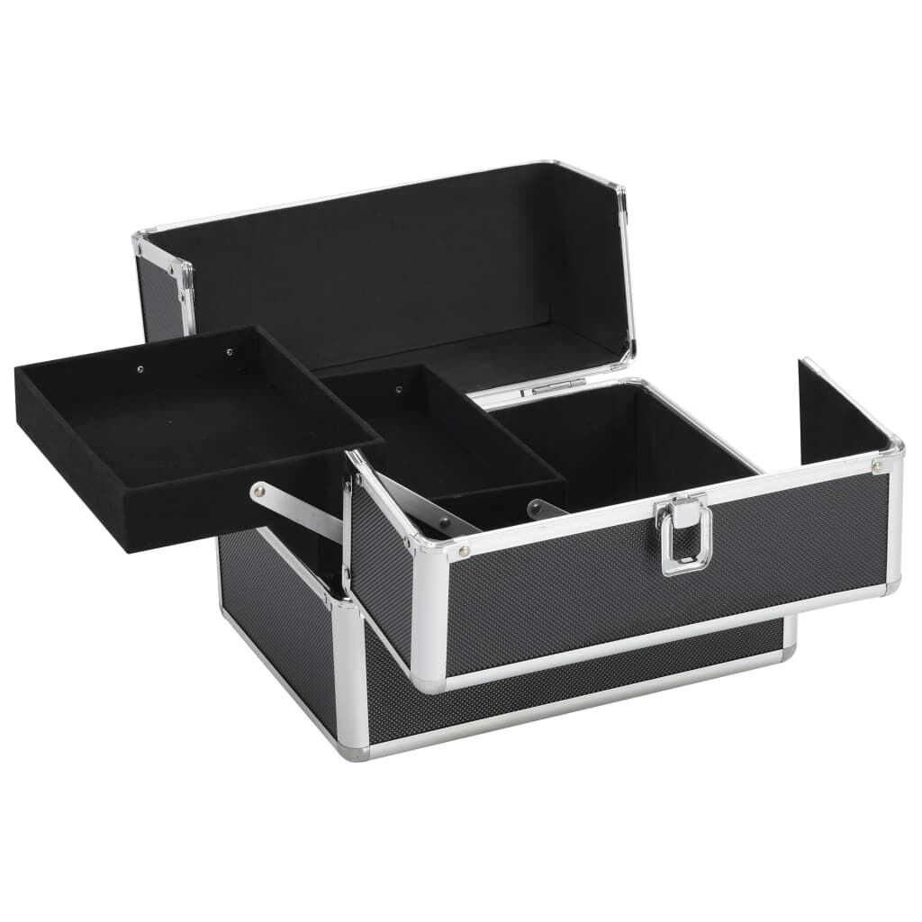 vidaXL Make-up Case 22x30x21 cm Black Aluminium