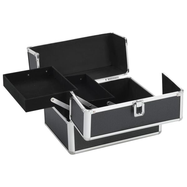vidaXL Make-up Case 22x30x21 cm Black Aluminium