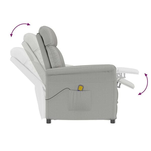 vidaXL Massage Chair Light Grey Microfibre Fabric