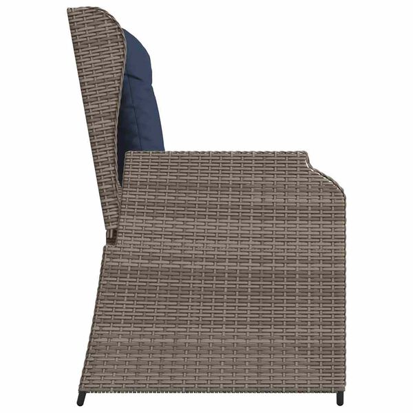 vidaXL Garden Bench with Cushion Grey Poly rattan