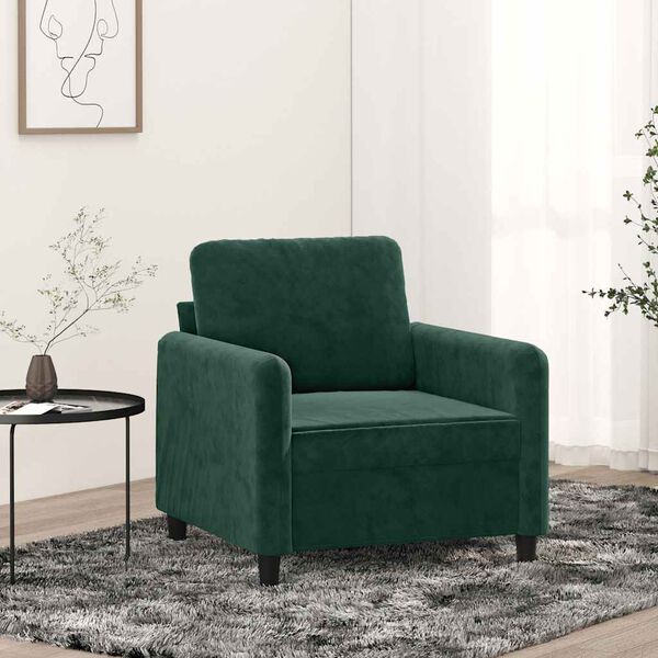 vidaXL Sofa Chair Dark Green 60 cm Velvet