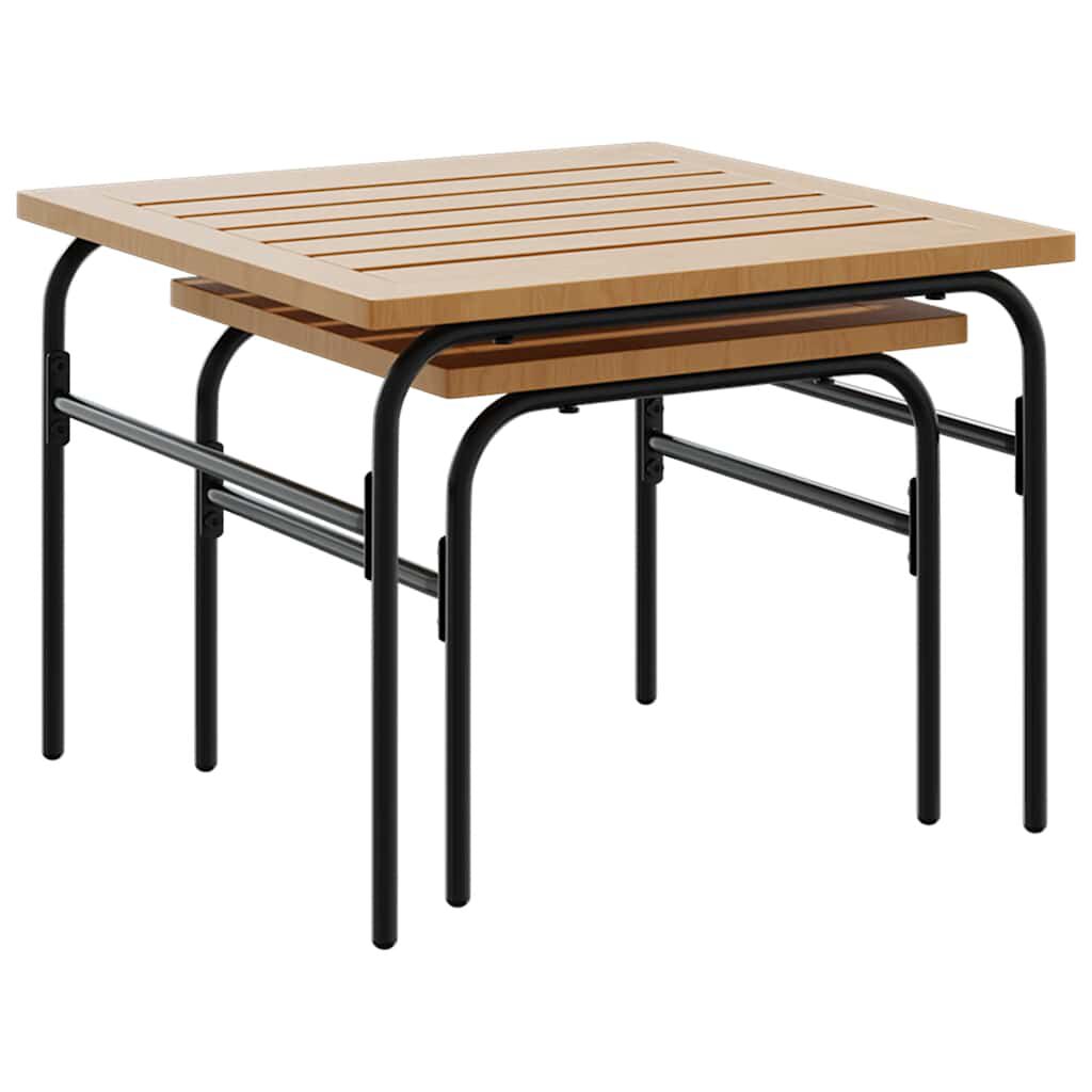vidaXL Garden Nest of Coffee Tables 2 pcs Brown and Black Steel