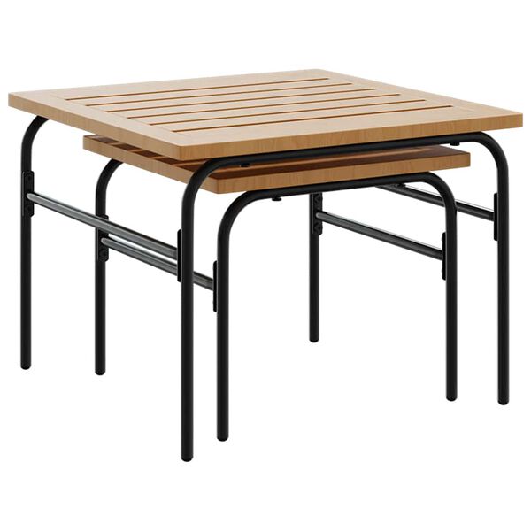 vidaXL Garden Nest of Coffee Tables 2 pcs Brown and Black Steel