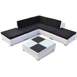 vidaXL 6 Piece Garden Lounge Set with Cushions Poly Rattan White