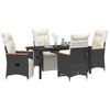 vidaXL Garden Dining Set with Cushion 5 pcs Black Poly Rattan