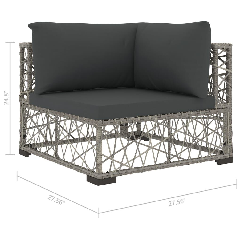 vidaXL 10 Piece Garden Lounge Set with Cushions Poly Rattan Grey