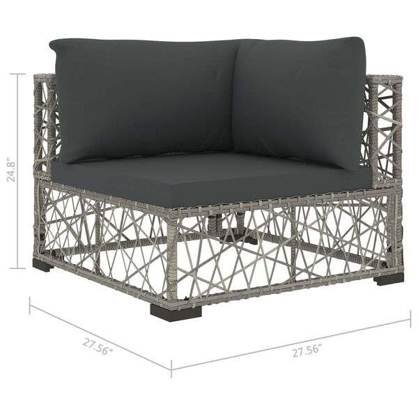 vidaXL 10 Piece Garden Lounge Set with Cushions Poly Rattan Grey