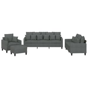 vidaXL 4 Piece Sofa Set with Pillows Dark Grey Fabric