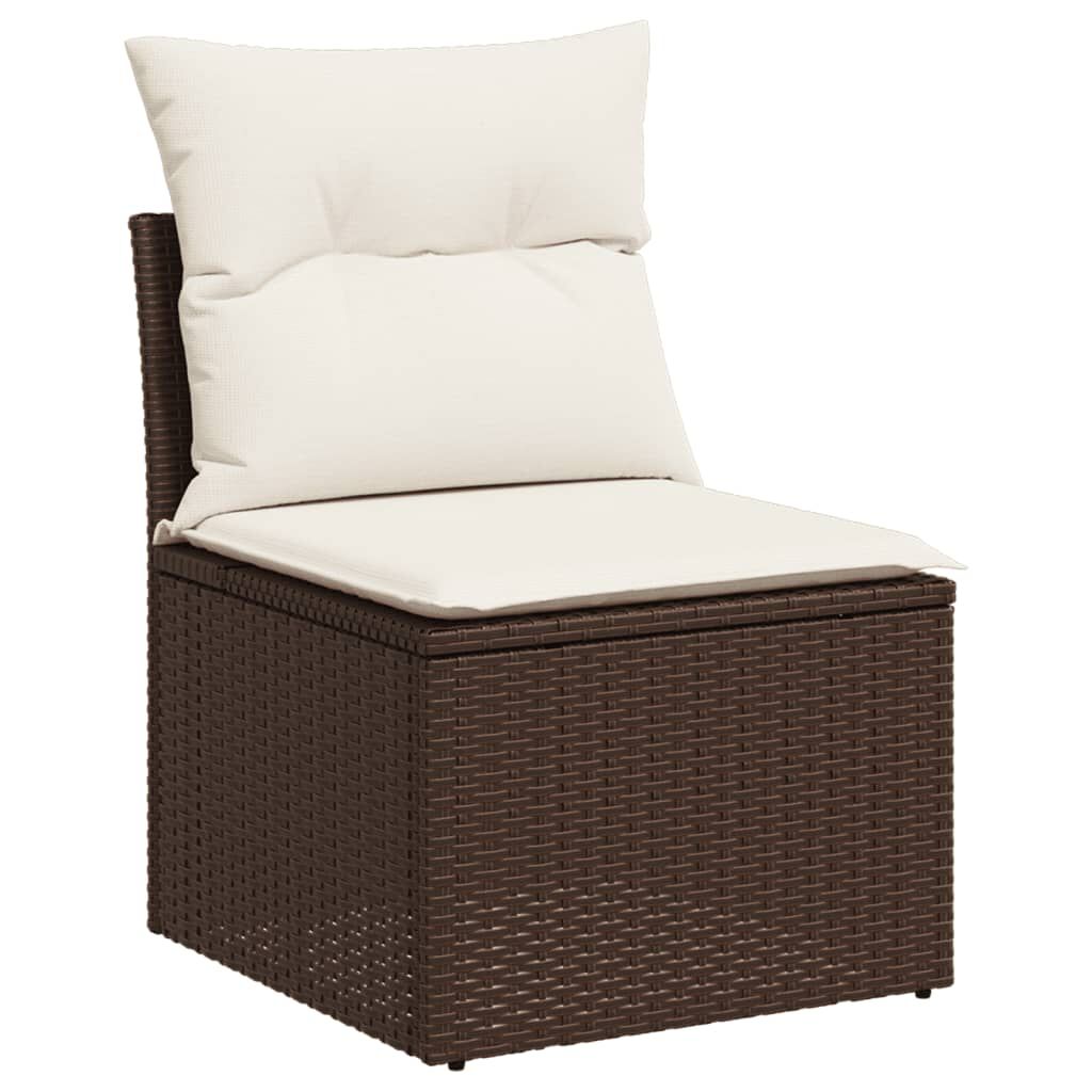 vidaXL 10 Piece Garden Sofa Set with Cushions Brown Poly Rattan