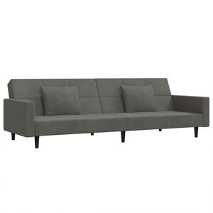 vidaXL 2-Seater Sofa Bed with Two Pillows Dark Grey Velvet