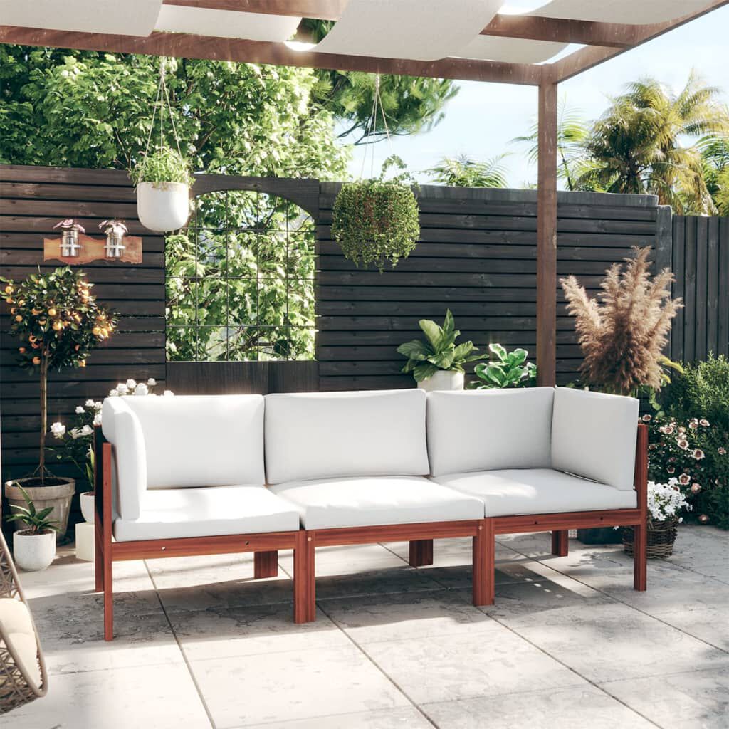 vidaXL 3-Seater Garden Sofa with Cushion Solid Acacia Wood