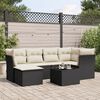 vidaXL 7 Piece Garden Sofa Set with Cushions Black Poly Rattan
