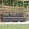 vidaXL 3-Seater Sofa with Cushions Grey Poly Rattan
