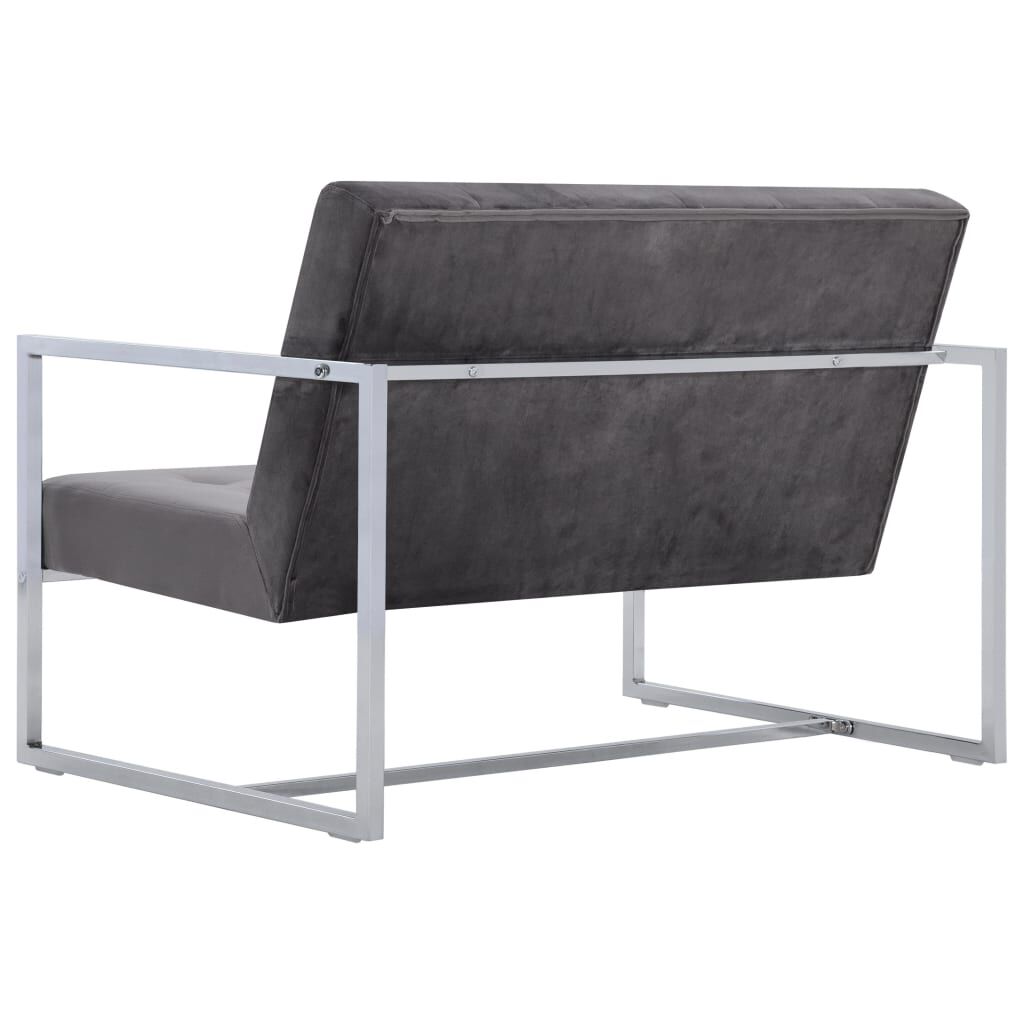 vidaXL 2-Seater Sofa with Armrests Dark grey Chrome and Velvet
