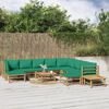 vidaXL 12 Piece Garden Lounge Set with Green Cushions Bamboo