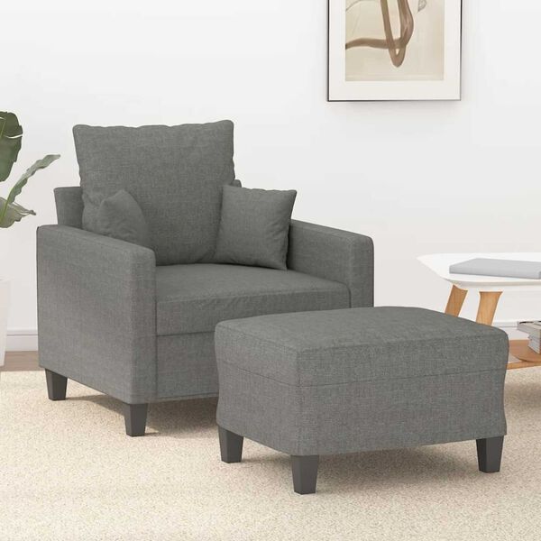 vidaXL Sofa Chair with Footstool Dark Grey 60 cm Fabric