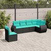 vidaXL 6 Piece Garden Sofa Set with Cushions Black Poly Rattan