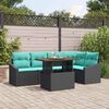 vidaXL Garden Dining Set with Cushion 6 pcs Black and Teal