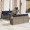 vidaXL Garden Sofa Set 7 pcs Grey and Navy Blue Poly Rattan