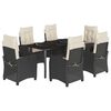 vidaXL 7 Piece Garden Dining Set with Cushions Black Poly Rattan