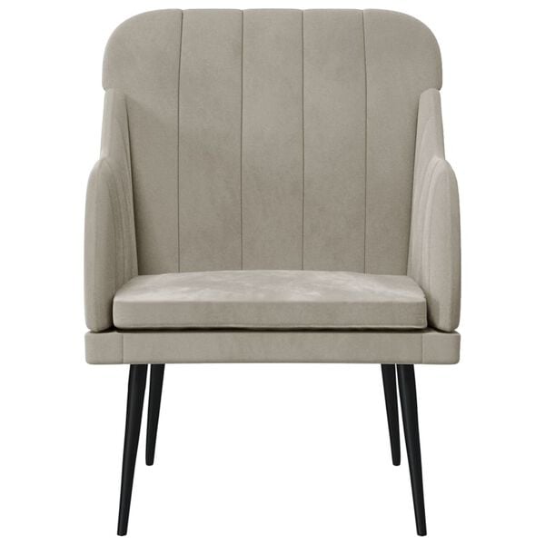 vidaXL Armchair Light Grey 63x76x80 cm Velvet