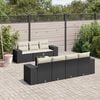vidaXL 8 Piece Garden Sofa Set with Cushions Black Poly Rattan