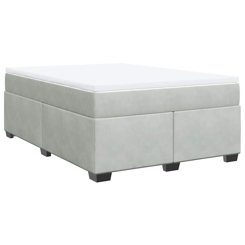 vidaXL Box Spring Bed with Mattress Light Grey Full Velvet
