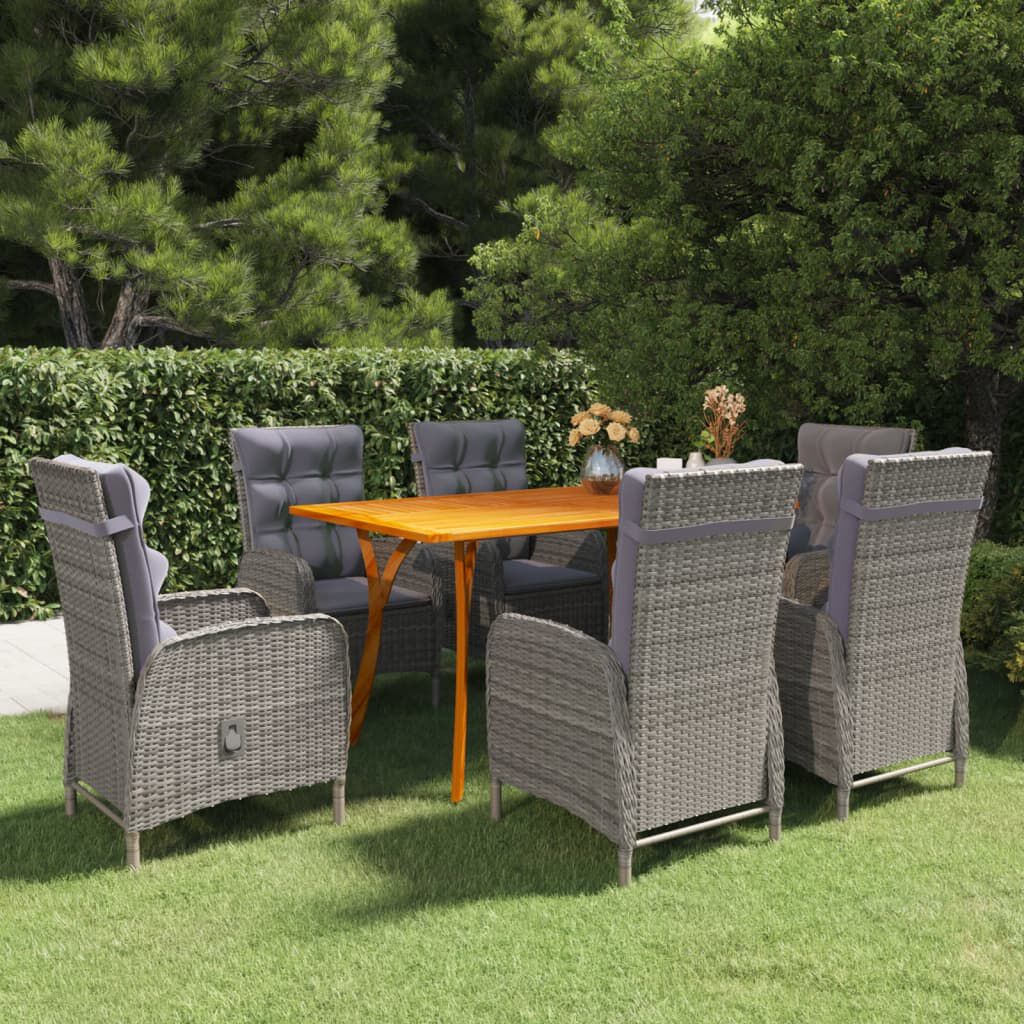 vidaXL 7 Piece Garden Dining Set Grey