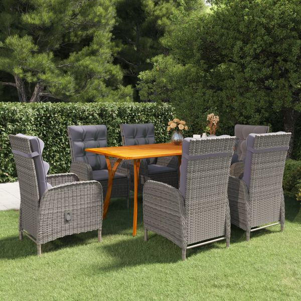 vidaXL 7 Piece Garden Dining Set Grey