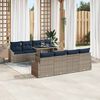 vidaXL Garden Sofa Set 7 pcs Grey and Navy Blue Poly Rattan