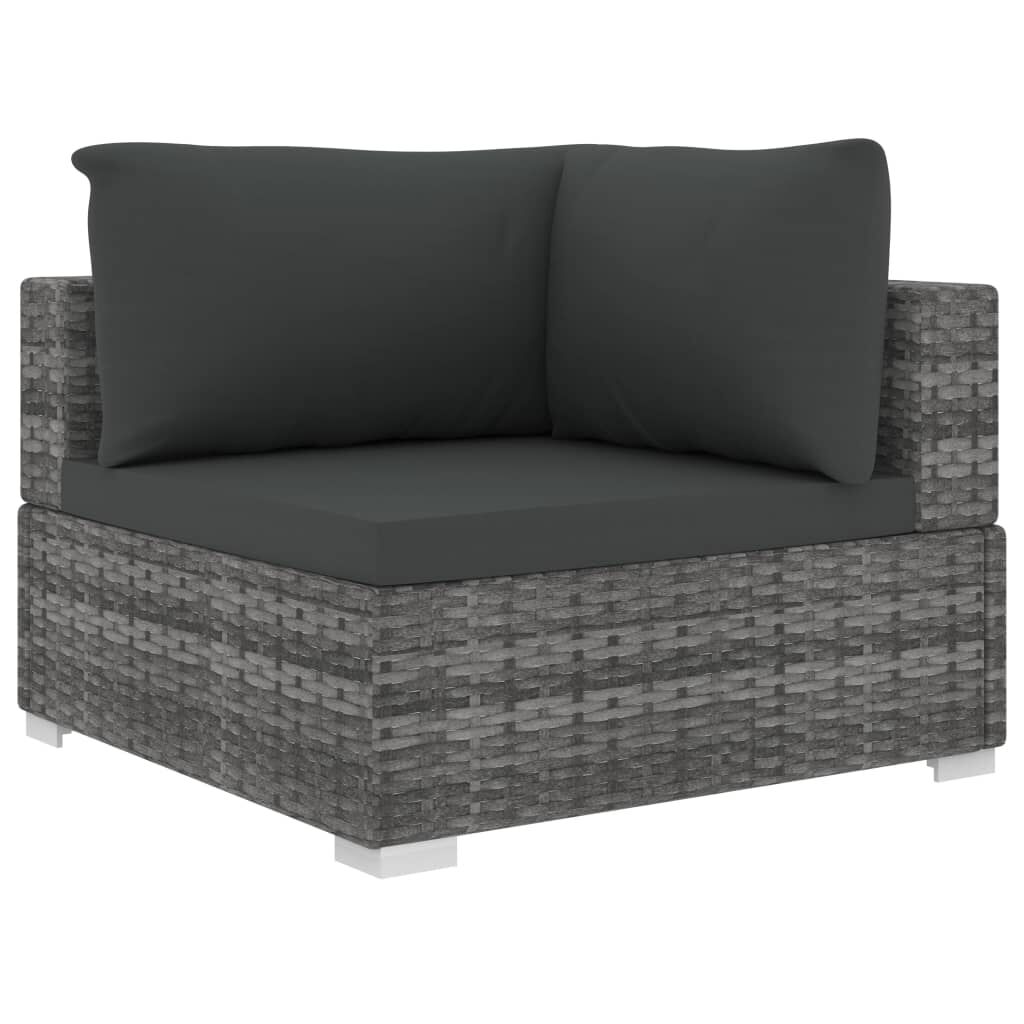 vidaXL 13 Piece Garden Lounge Set with Cushions Poly Rattan grey