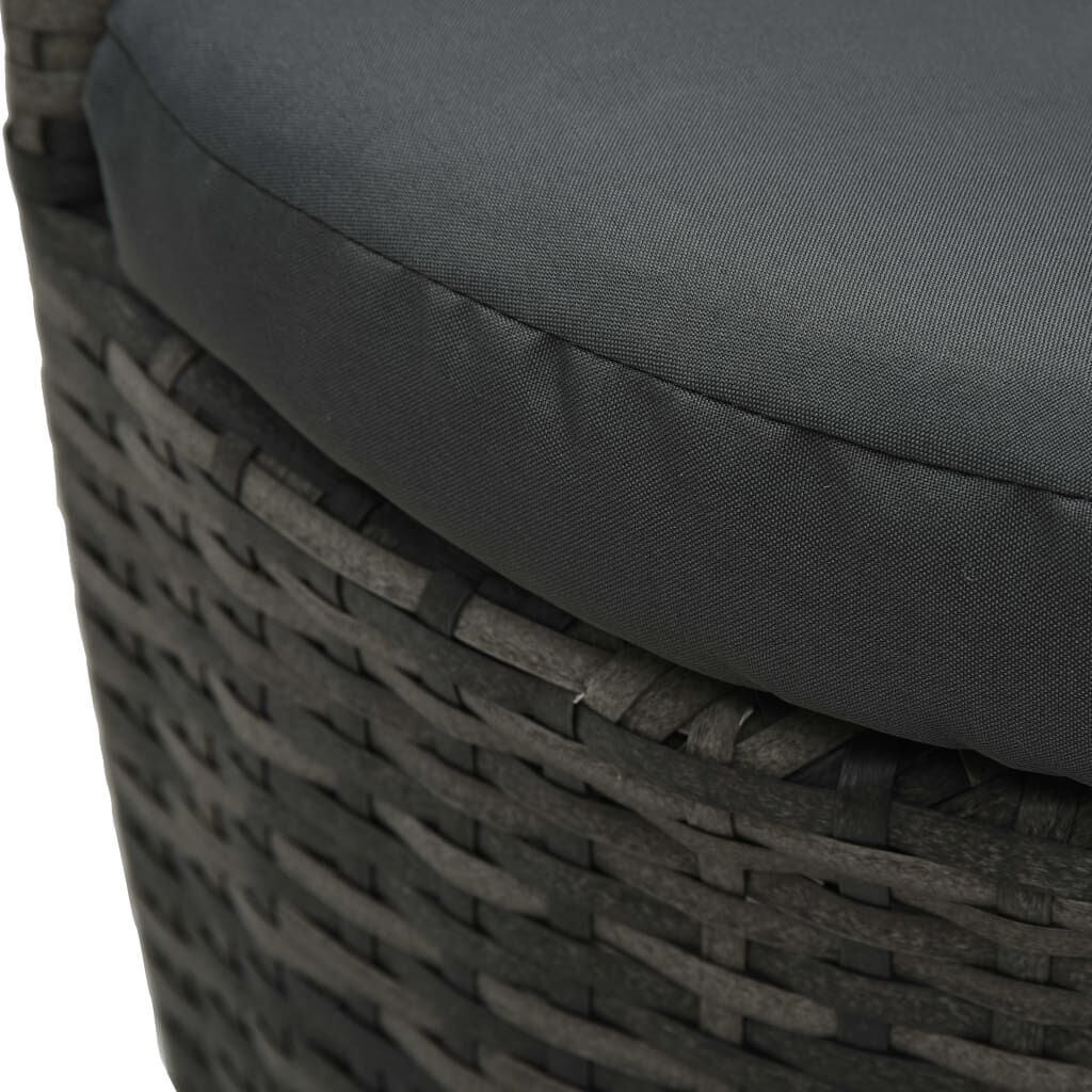 vidaXL 3 Piece Bistro Set with Cushions Poly Rattan Grey