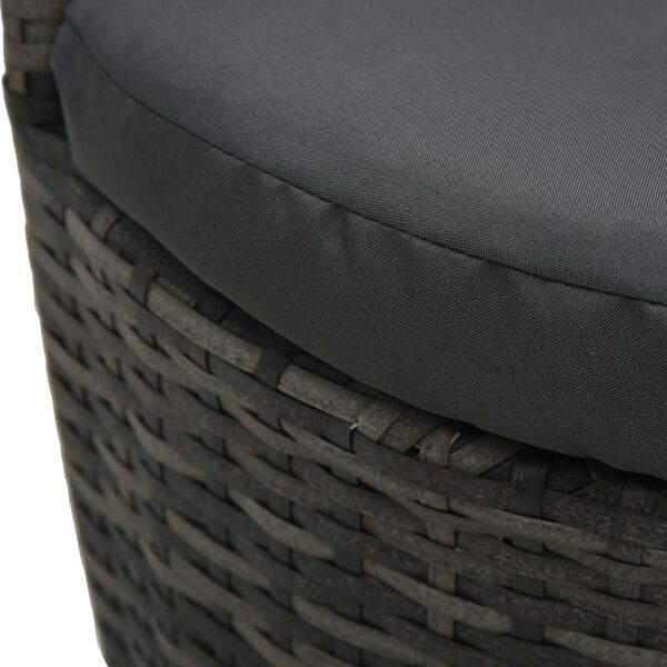 vidaXL 3 Piece Bistro Set with Cushions Poly Rattan Grey