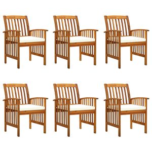 vidaXL Garden Dining Chairs 6 pcs with Cushions Solid Wood Acacia