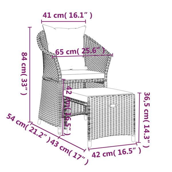vidaXL 2 Piece Garden Lounge Set with Cushions Grey Poly Rattan