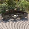 vidaXL 10 Piece Garden Lounge Set with Cushions Poly Rattan Grey