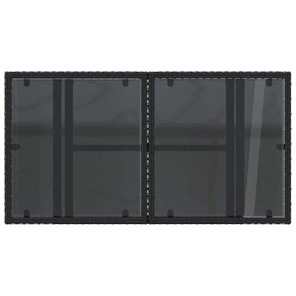 vidaXL Garden Table with Glass Top Black 100x55x73 cm Poly Rattan