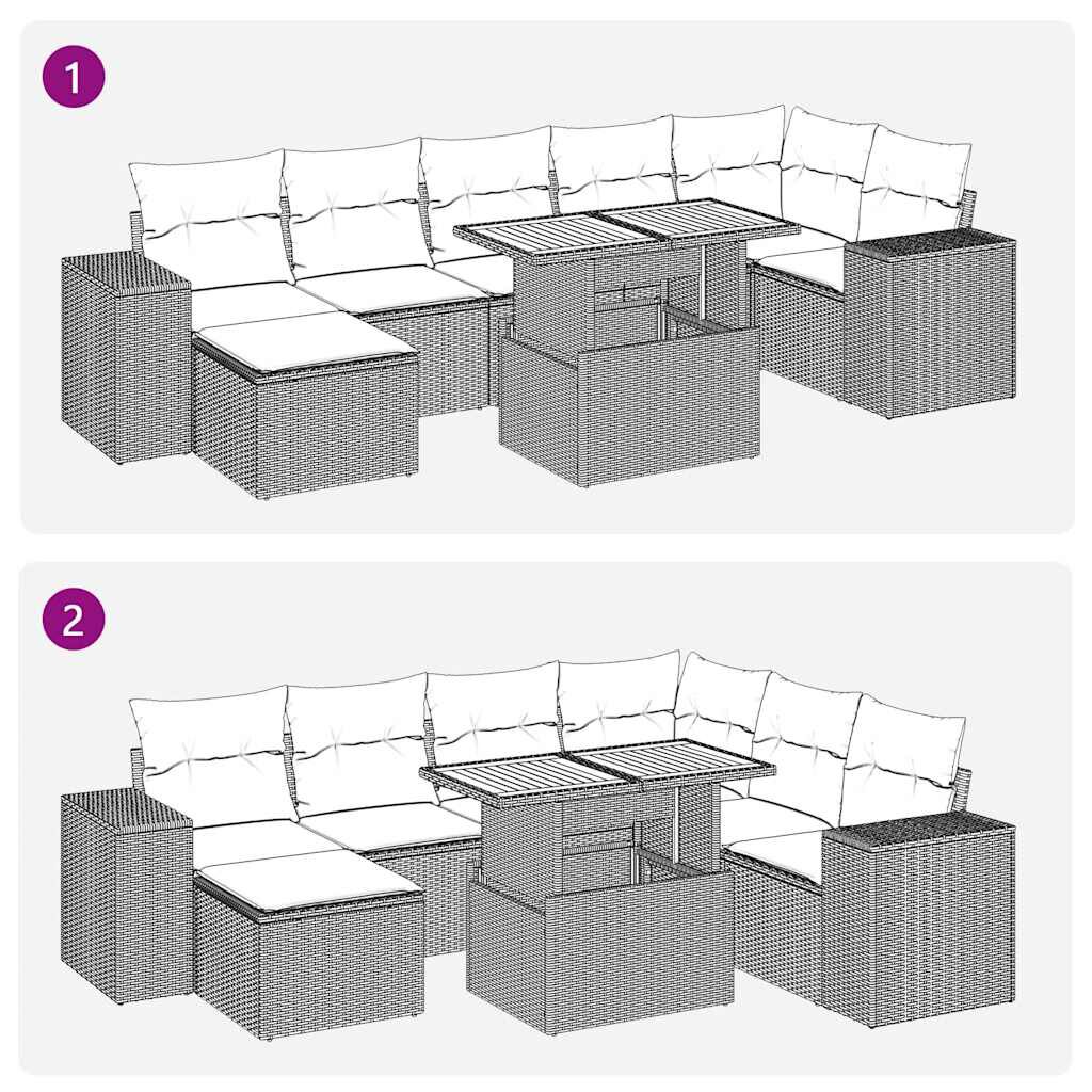 vidaXL 8 Piece Garden Sofa Set with Cushions Black Poly Rattan
