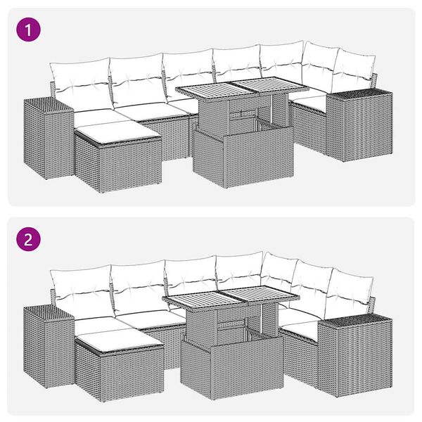vidaXL 8 Piece Garden Sofa Set with Cushions Black Poly Rattan