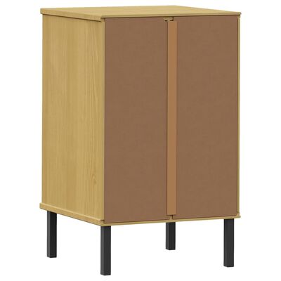 vidaXL Bedside Cabinet with Metal Legs Brown Solid Wood Pine OSLO