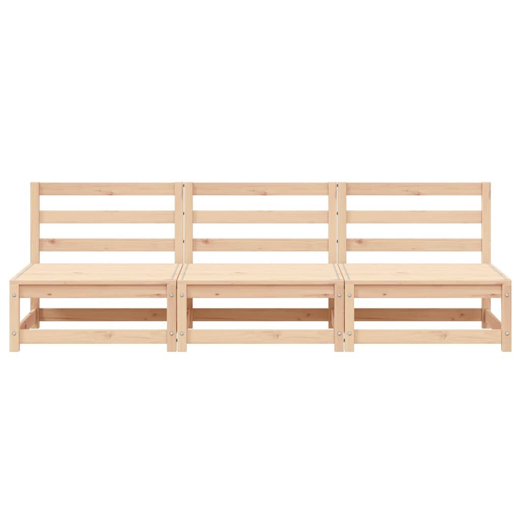 vidaXL Garden Sofas Armless 3 pcs 70x70x67 cm Solid Wood Pine
